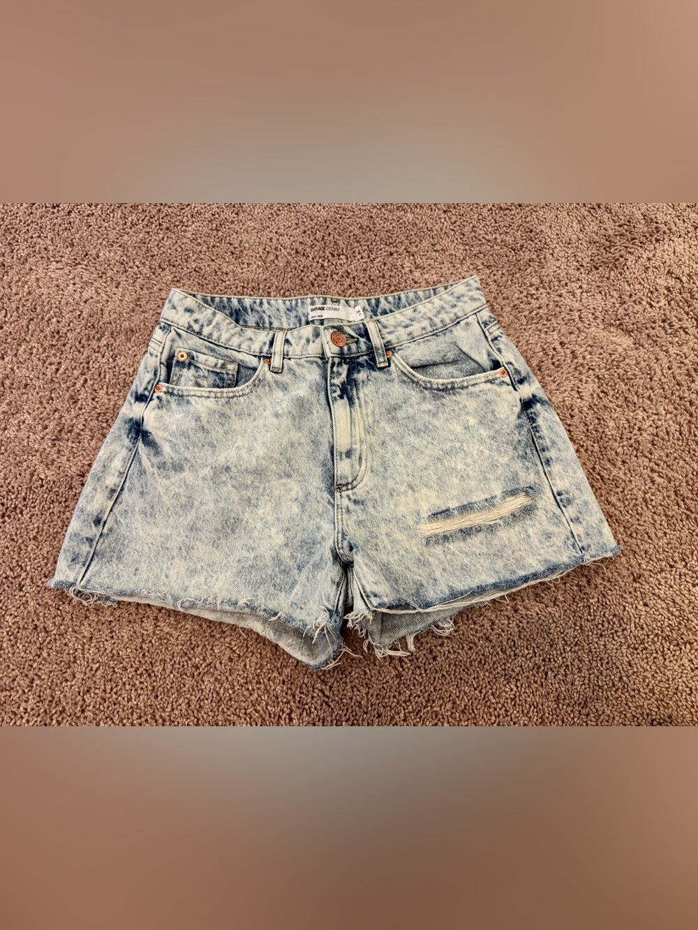 GARAGE- Women's Light Blue Acid Wash Denim Shorts